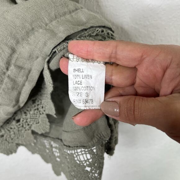Carla Conti Sleeveless A-Line Linen Short Dress Size S, Olive Green, summer - Picture 7 of 8